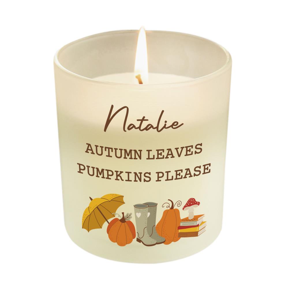 Personalised Pumpkin Frosted Glass Candle £8.99